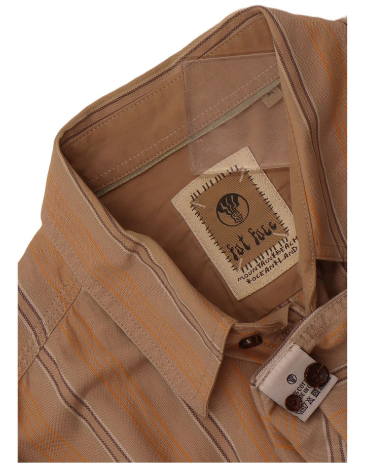 Camisa masculina Fat Face de algodão listrado bege médio