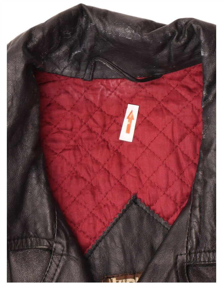 Jaqueta masculina vintage de couro para motociclista IT 52 XL preta
