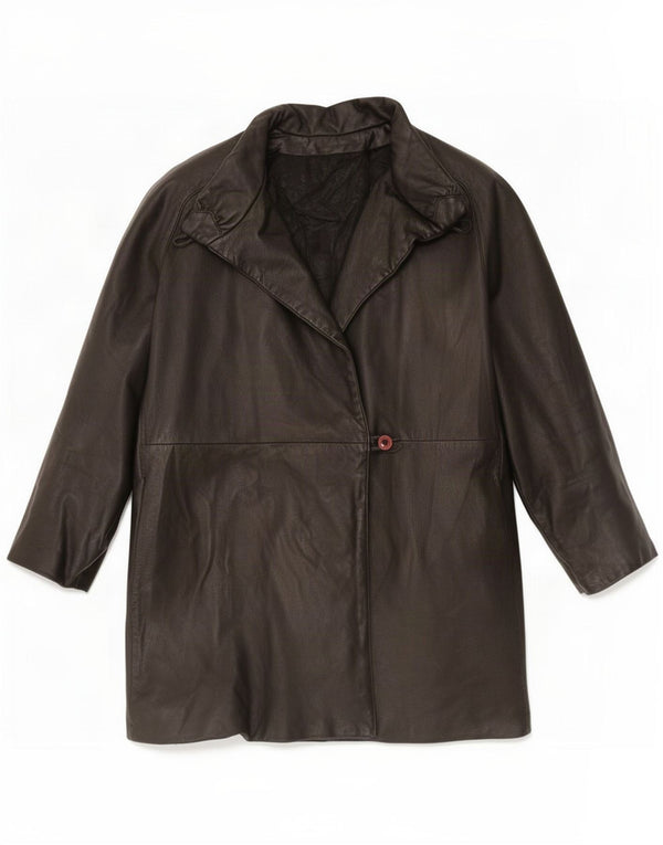 Casaco de couro feminino vintage UK 16 grande preto