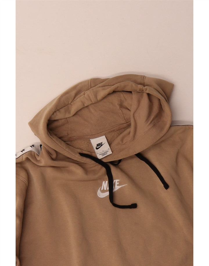 NIKE Mens Graphic Hoodie Jumper Grande Bege Colourblock Algodão