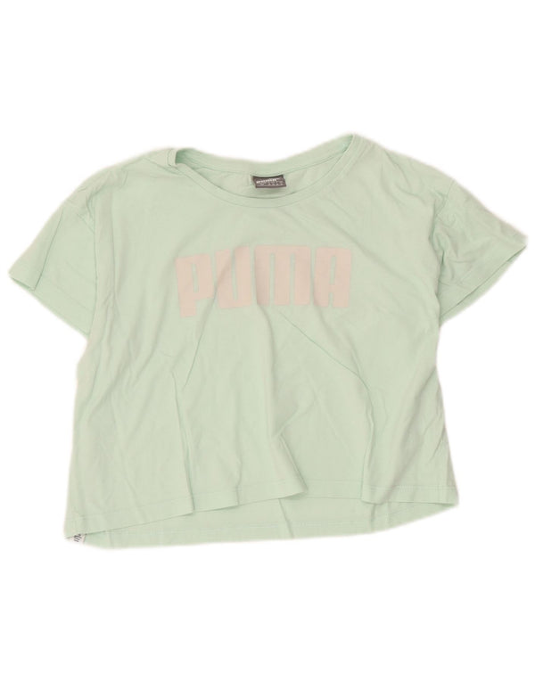 Camiseta feminina Puma Crop Oversized Graphic Top UK 10 Pequeno Verde