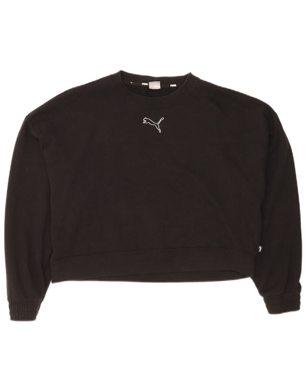 Suéter feminino Puma com ajuste relaxado e gráfico UK 16 grande algodão preto