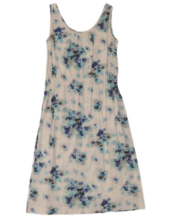 Vestido feminino vintage sem mangas linha A IT 46 grande floral branco