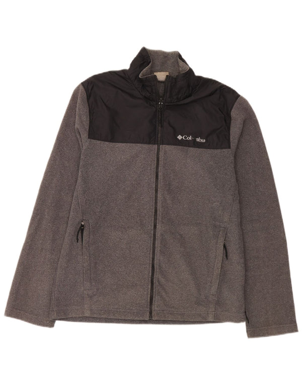Jaqueta de lã masculina Columbia UK 38 poliéster colorblock cinza médio