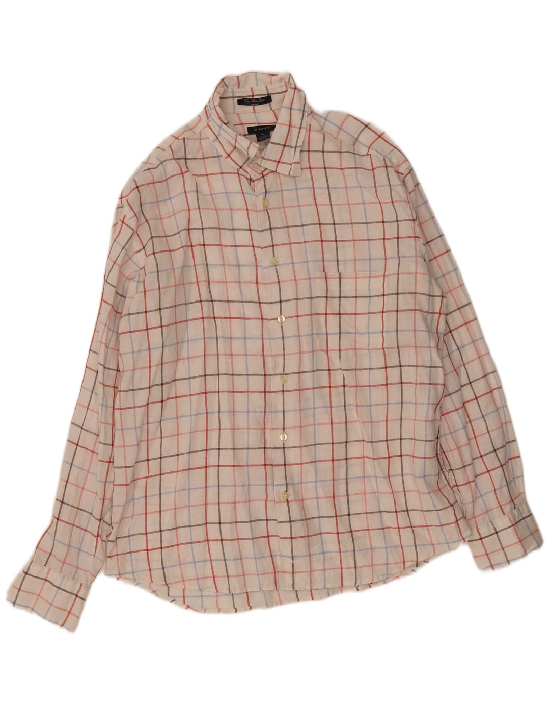Gant Mens Camisa Slim Fit XL Branco Xadrez Linho