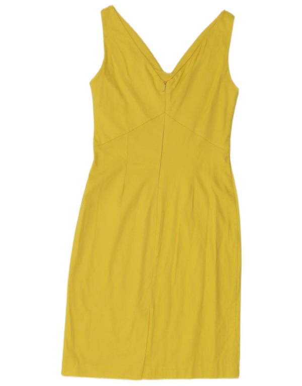 Sandro Ferrone Vestido feminino sem mangas com bainha UK 8 pequeno amarelo