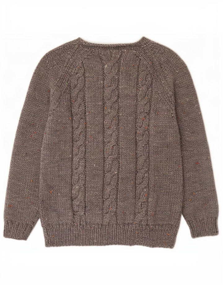 Suéter masculino vintage com pescoço de barco pequeno cinza manchado