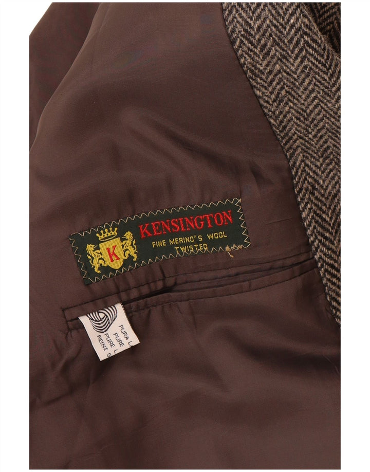 Jaqueta blazer masculina Giole com 2 botões IT 56 3XL lã virgem espinha de peixe cinza