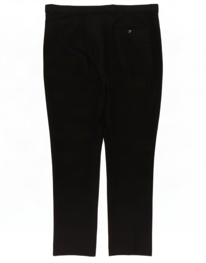 Calça masculina de ajuste regular Marks & Spencer W38 L29 poliéster preto