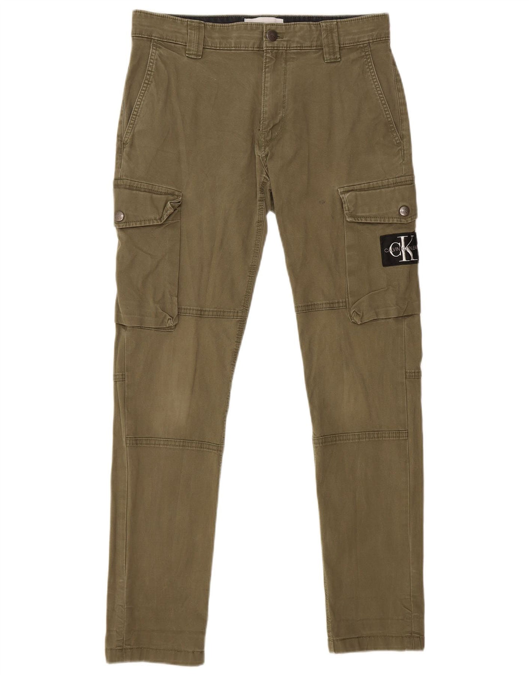 CALVIN KLEIN Calça cargo masculina slim W29 L29 algodão cáqui