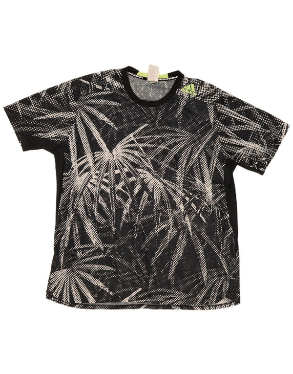 Adidas Mens Camiseta Top 2XL Preto Floral Poliéster