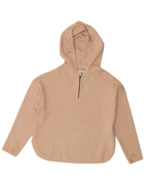 Zara Suéter com capuz e gola com zíper para meninas 9-10 anos bege viscose