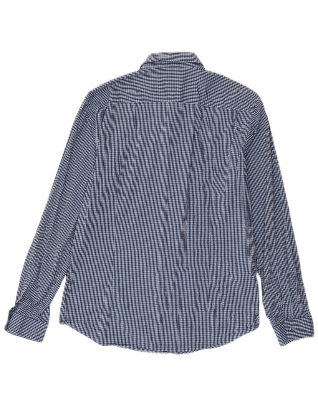 Camisa masculina Slim Fit Hugo Boss grande algodão xadrez azul