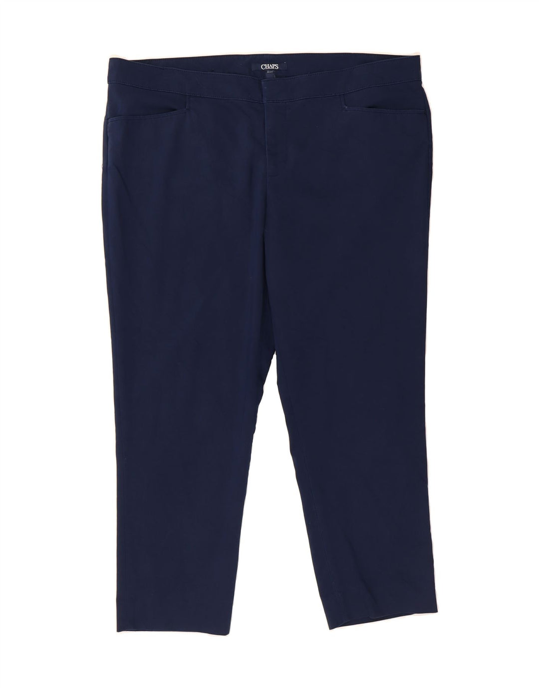 CHAPS Womens Slim Cropped Trousers US 18 2XL W36 L27 Navy Blue Cotton Vintage Chaps and Second-Hand Chaps from Messina Hembry 