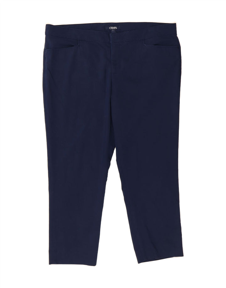CHAPS Womens Slim Cropped Trousers US 18 2XL W36 L27 Navy Blue Cotton Vintage Chaps and Second-Hand Chaps from Messina Hembry 
