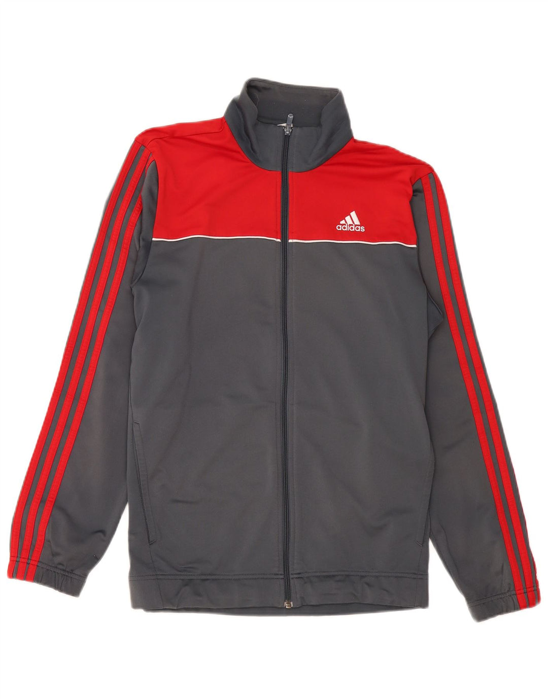 ADIDAS Mens Tracksuit Top Jacket Médio Cinza Colourblock Poliéster