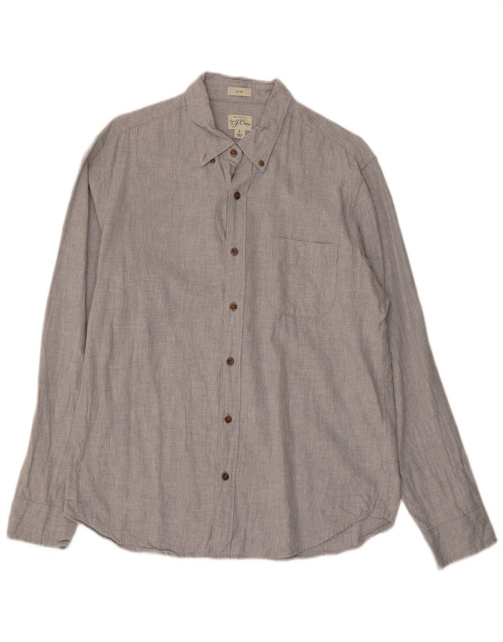 J. CREW Camisa masculina slim fit grande algodão cinza
