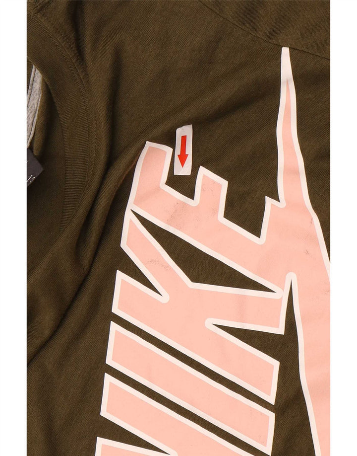 Camiseta Nike Feminina Graphic Top UK 10 Pequena Cáqui Poliéster