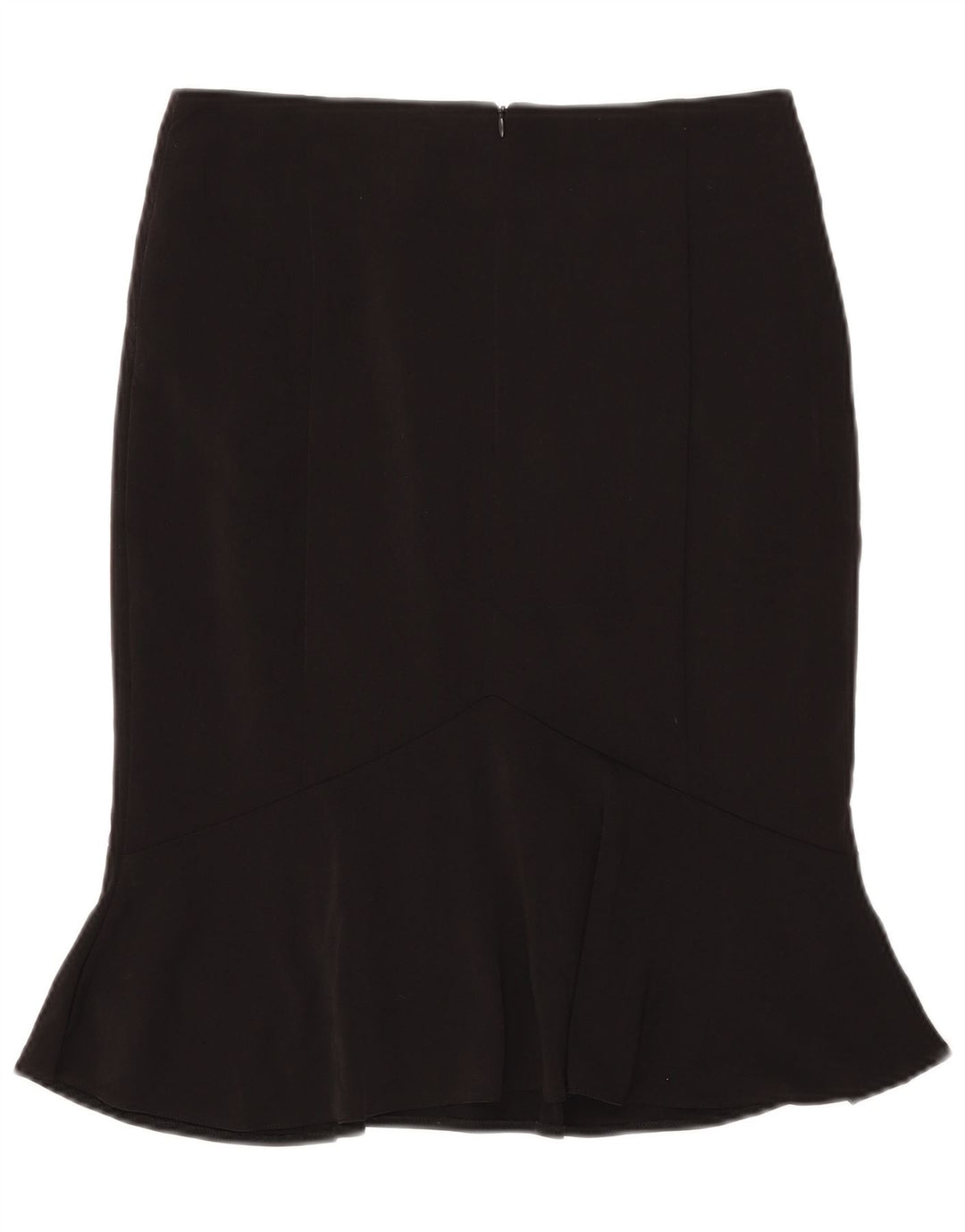 Saia trompete feminina Marks & Spencer Reino Unido 10 pequena W29 poliéster preto