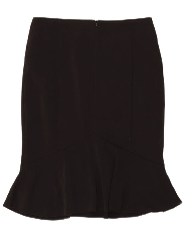 Saia trompete feminina Marks & Spencer Reino Unido 10 pequena W29 poliéster preto