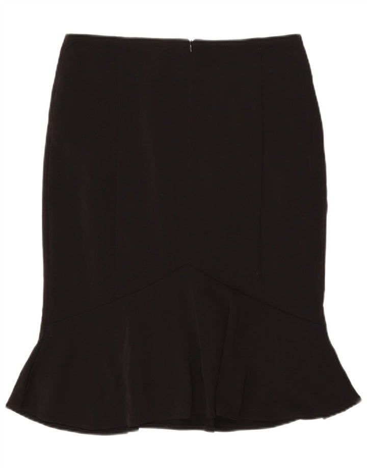Saia trompete feminina Marks & Spencer Reino Unido 10 pequena W29 poliéster preto