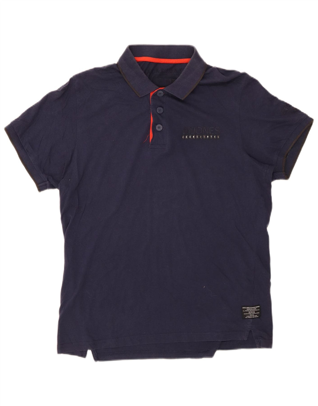 Camisa polo masculina JACK & JONES grande algodão azul marinho