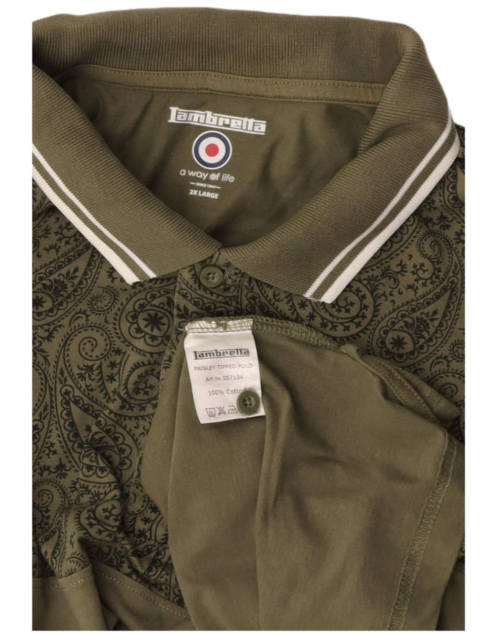 Camisa polo masculina LAMBRETTA 2XL algodão caqui Paisley