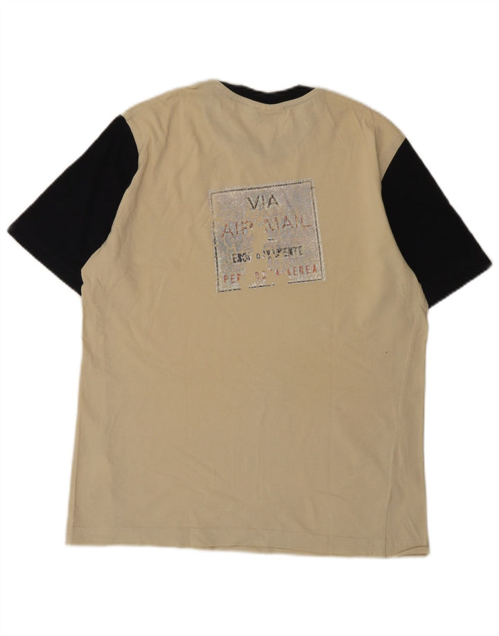 Camiseta gráfica masculina ELLESSE Top bloco colorido bege médio