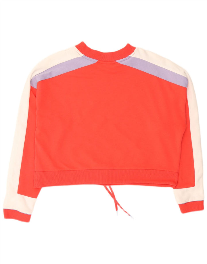 Puma Womens Crop Graphic Moletom Jumper UK 14 Medium Red Colourblock