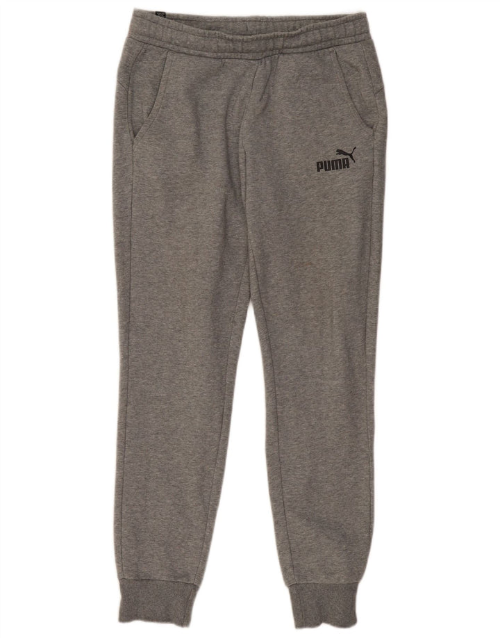 Calça de treino feminina PUMA joggers cinza médio algodão manchado