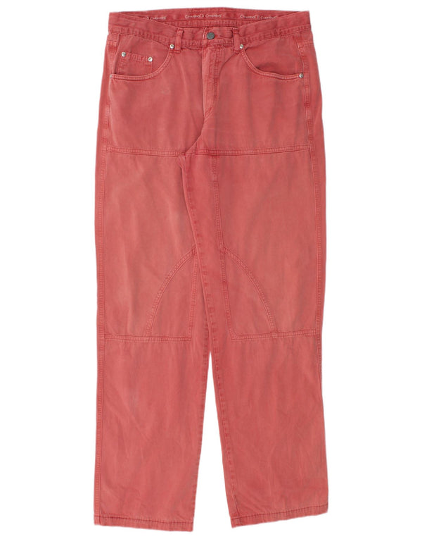 Canadiens Mens Straight Jeans IT 52 XL W34 L33 Algodão Vermelho