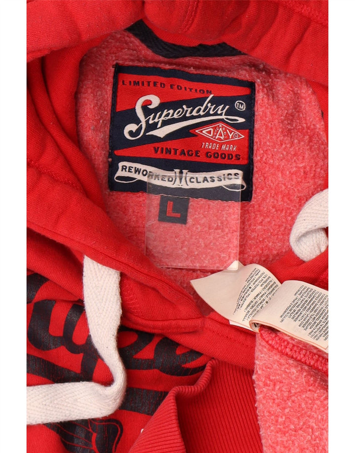 Suéter com capuz gráfico masculino SUPERDRY grande algodão vermelho