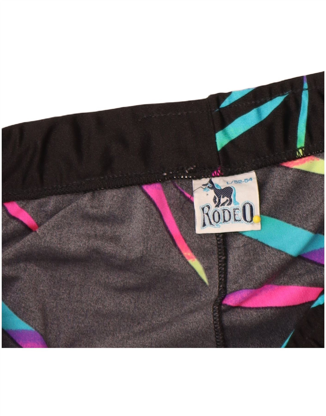 Rodeo Womens Leggings Reino Unido 14 Grande Nylon Listrado Preto