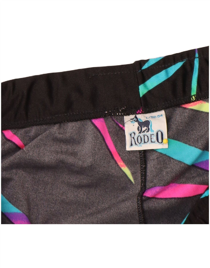 Rodeo Womens Leggings Reino Unido 14 Grande Nylon Listrado Preto