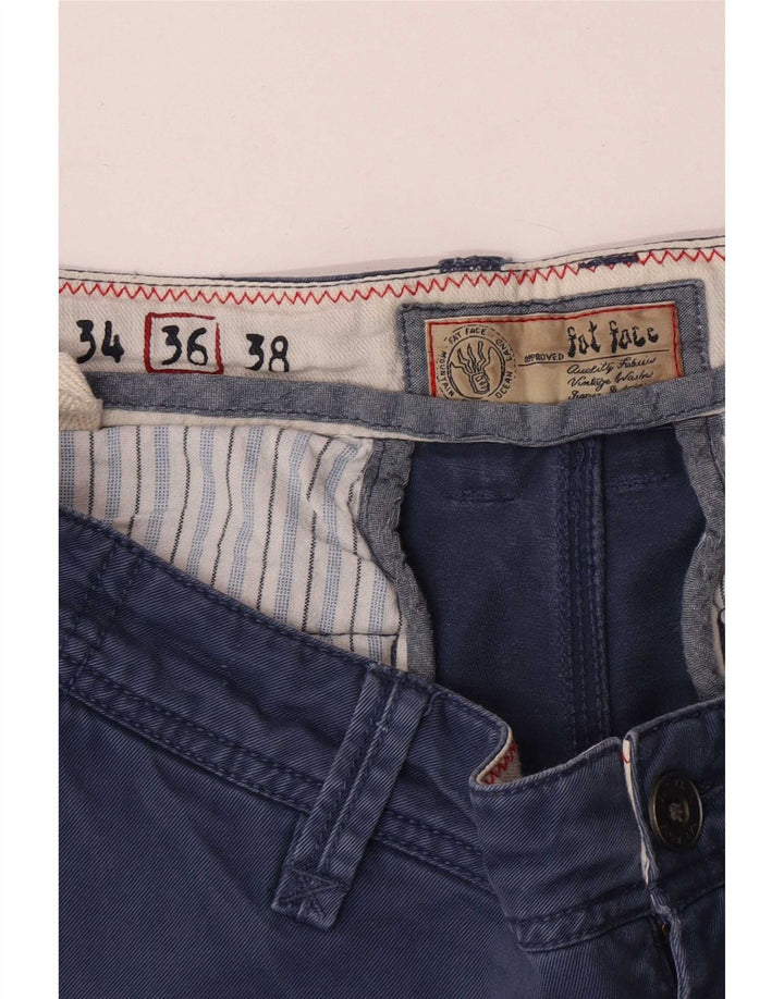 Calça Chino Regular Masculina Fat Face Grande W36 L33 Algodão Azul