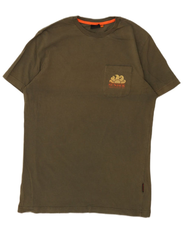 Camiseta masculina Sundek com estampa gráfica pequena de algodão verde