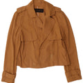 Zara Jaqueta Blazer Feminina Oversized Crop Open Reino Unido 6 XS Marrom Lyocell