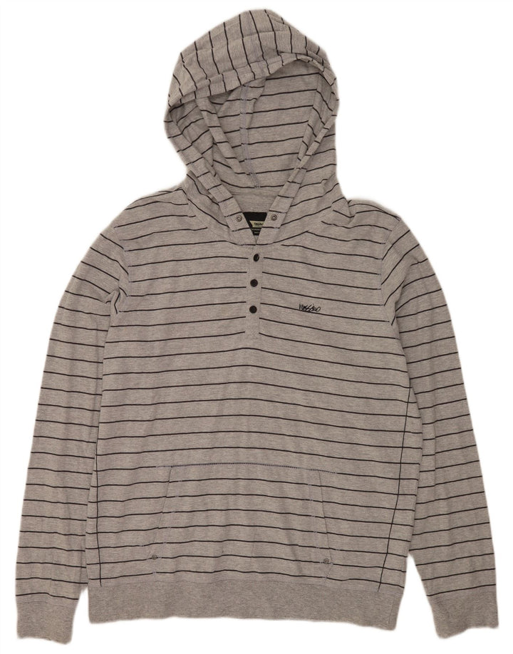 Mossimo moletom com capuz masculino XL algodão listrado cinza