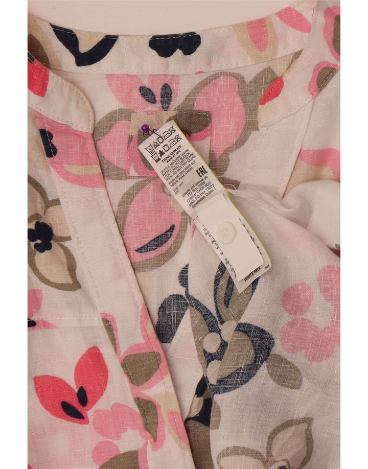 Blusa feminina oversized Marks & Spencer Reino Unido 12 linho floral branco médio