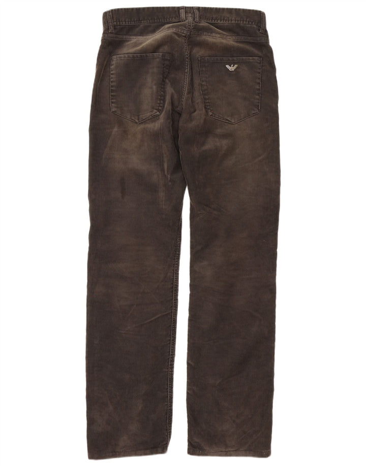Calça masculina de veludo cotelê Armani W32 L34 marrom poliéster