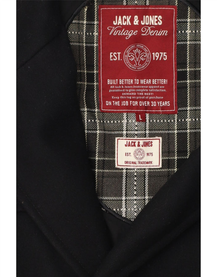 Jack & Jones Mens Pea Coat Reino Unido 40 Grande Preto