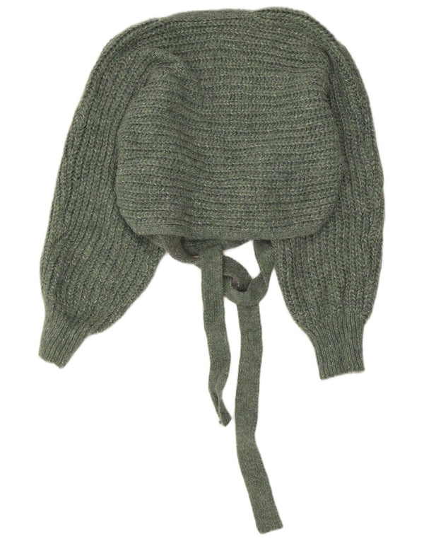 Suéter feminino Zara Crop Wrap Cardigan Reino Unido 16 grande acrílico manchado verde
