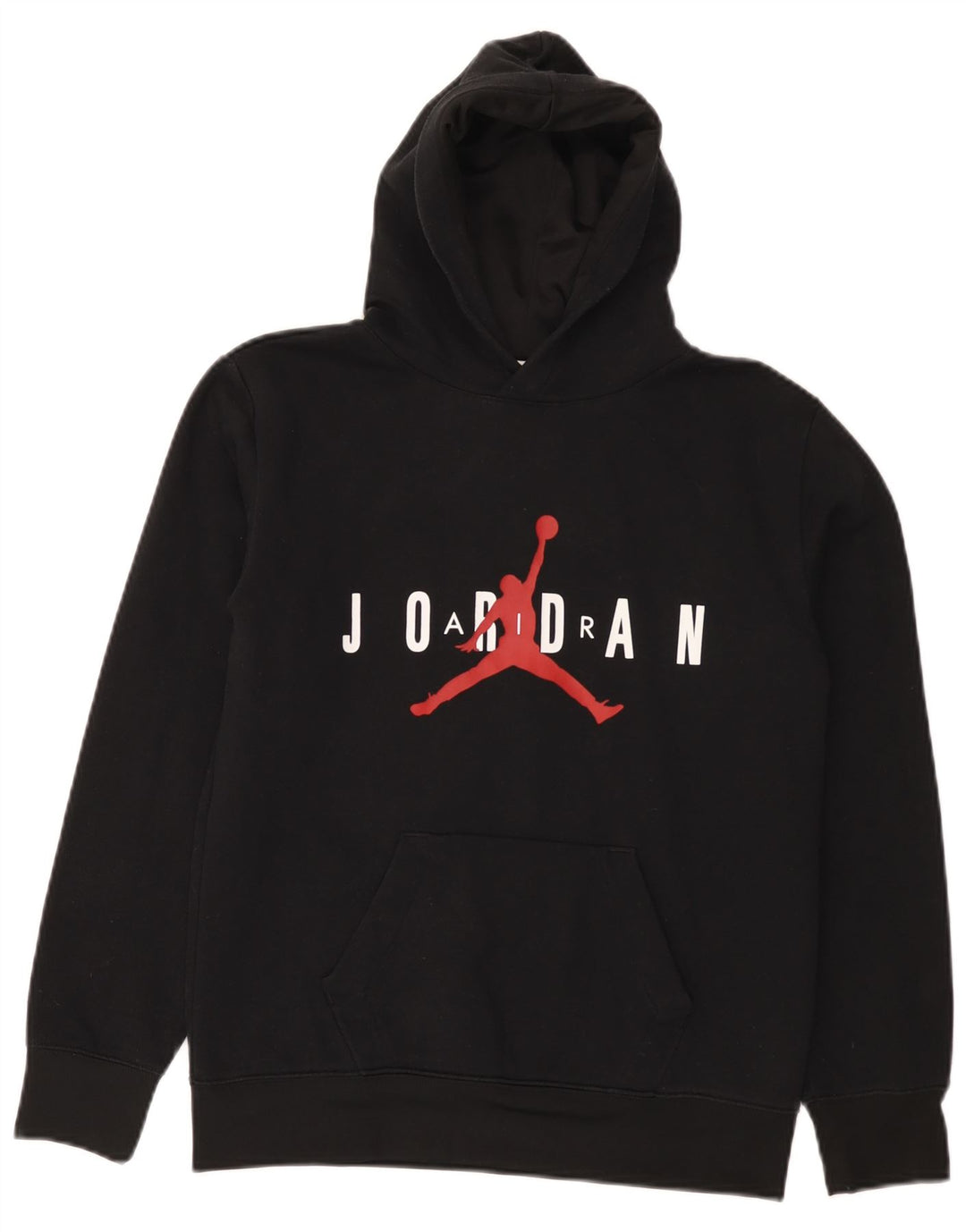 JORDAN Meninos moletom com capuz gráfico 12-13 anos grande poliéster preto