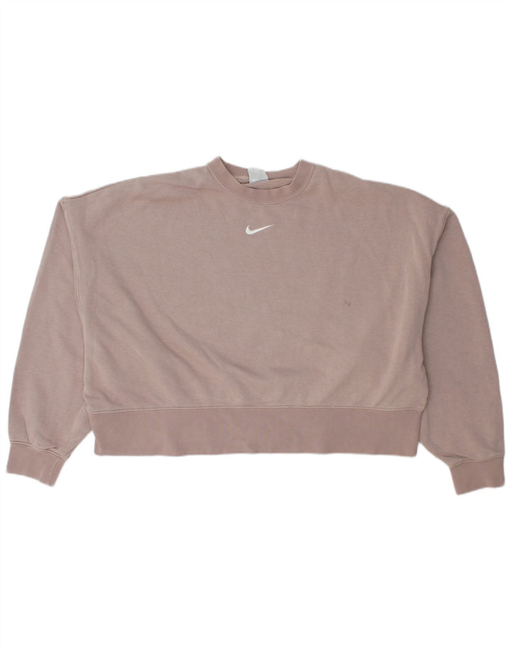 Nike Womens Crop Oversized Moletom Jumper UK 14 Médio Algodão Rosa