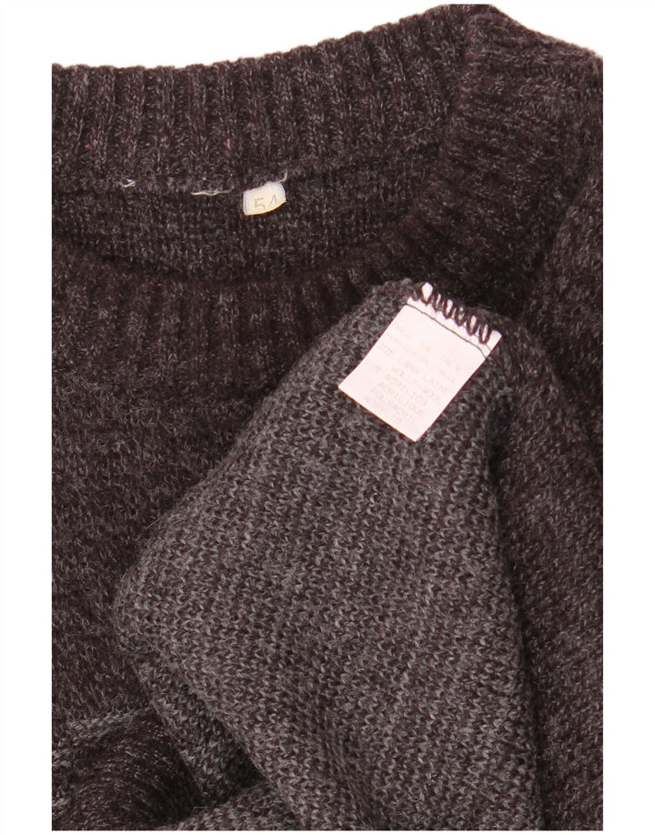 Suéter masculino VINTAGE com gola redonda IT 54 XL cinza Fair Isle Wool