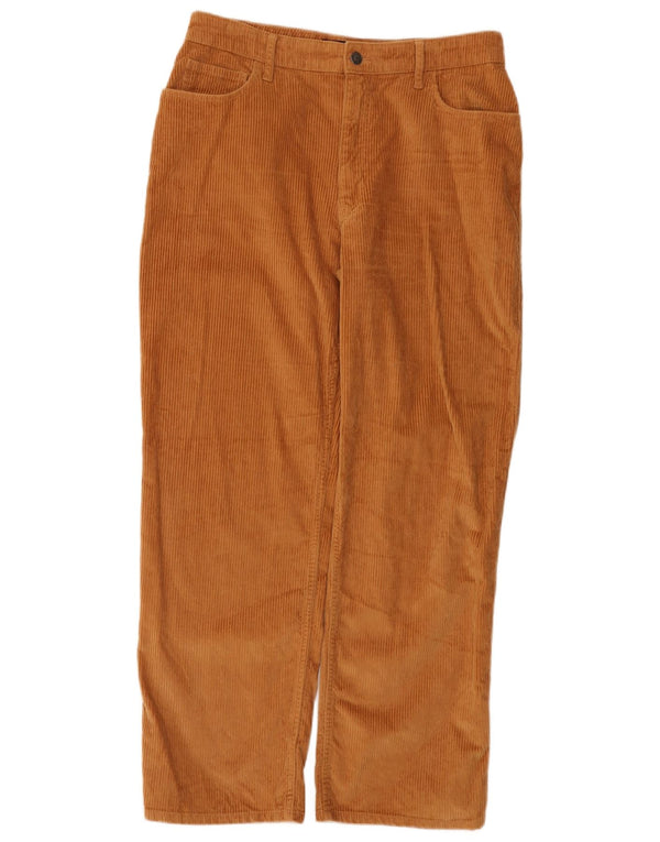 Calça feminina de veludo cotelê Hollister Dad cintura alta EUA 11 grande W30 L29 marrom