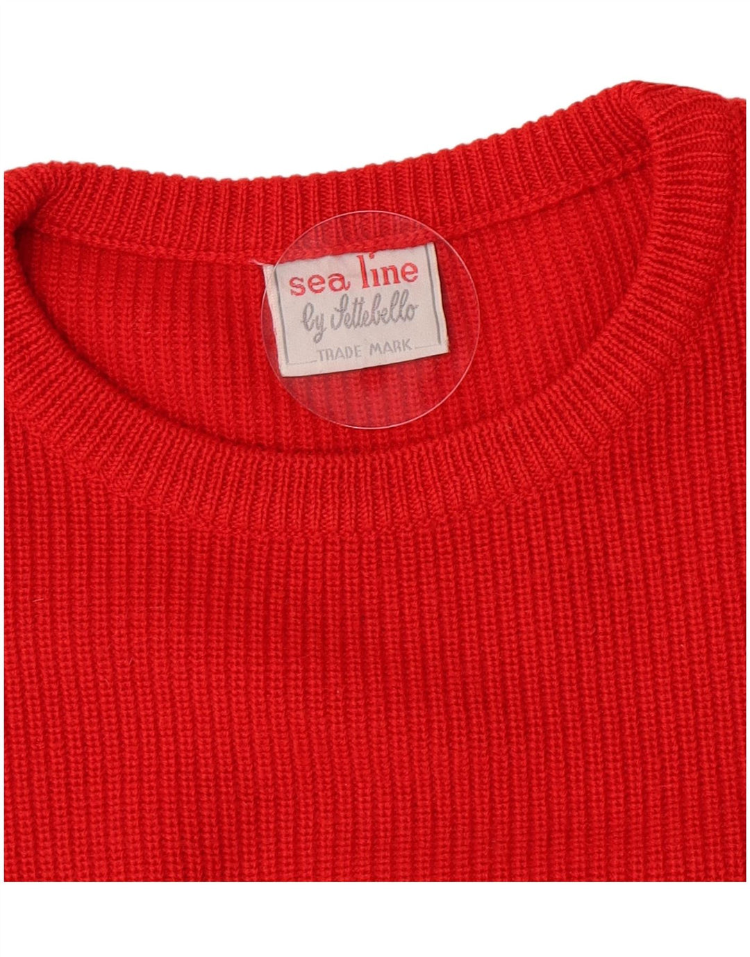 Suéter vintage masculino com gola redonda, lã virgem vermelha média