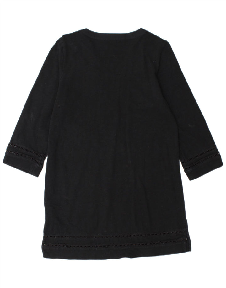 J. Crew Vestido túnica feminino manga 3/4 Reino Unido 14 algodão preto médio