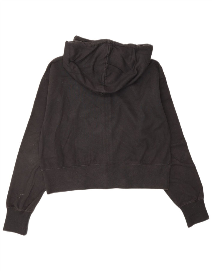 Suéter feminino com capuz e zíper grande da CHAMPION Reino Unido 10 pequeno algodão preto