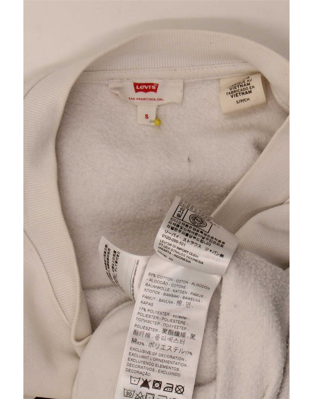 Moletom feminino Levi's Crop Graphic Oversized Jumper UK 10 Pequeno Branco